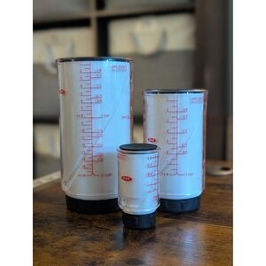 OXO Good Grips Adjustable Measuring Cup Set 3 Pc Wet Dry Kitchen Baking sticky